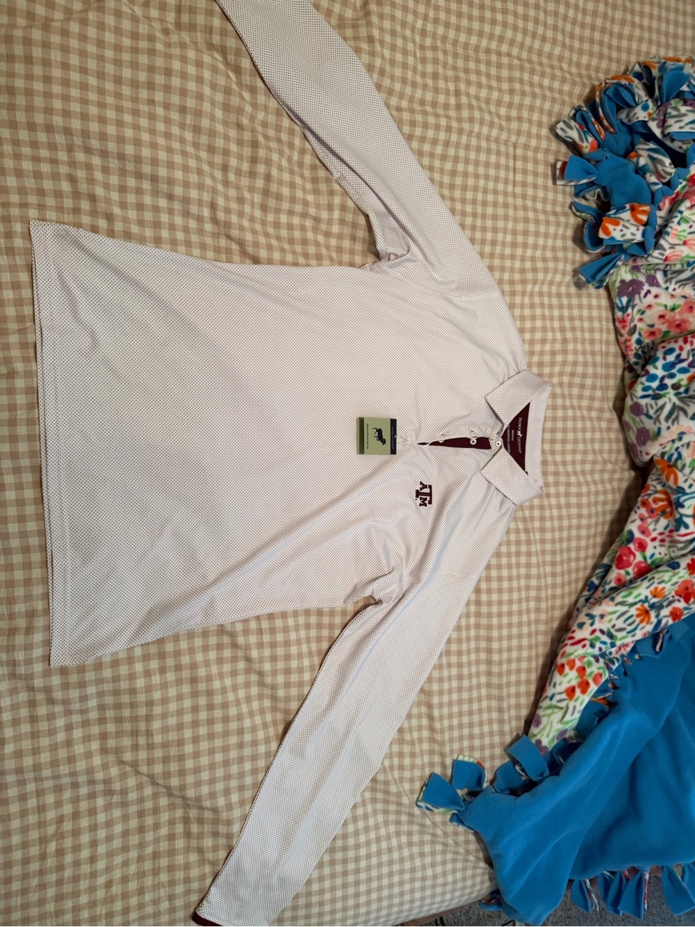 Horn Legend Texas A&M White Long-Sleeve Polo Button-Down Shirt/ NEW WITH TAGS